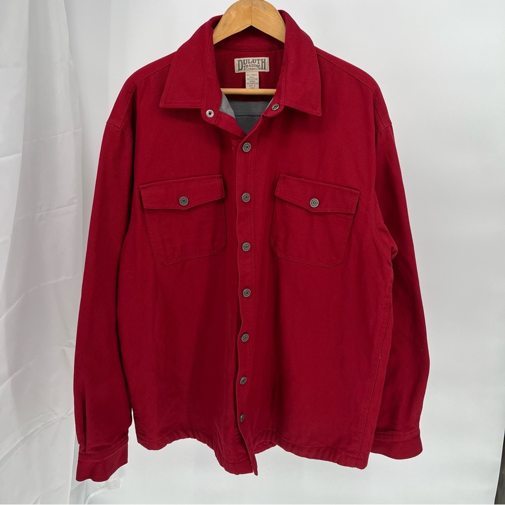 Duluth Trading Mens Hanger Bender Fire Hose Shirt Jacket Size XLT Fleece Lined